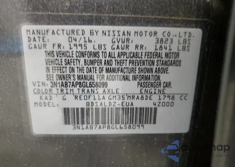 2016 Nissan Sentra S from USA, damaged, VIN 3N1AB7AP8GL658099